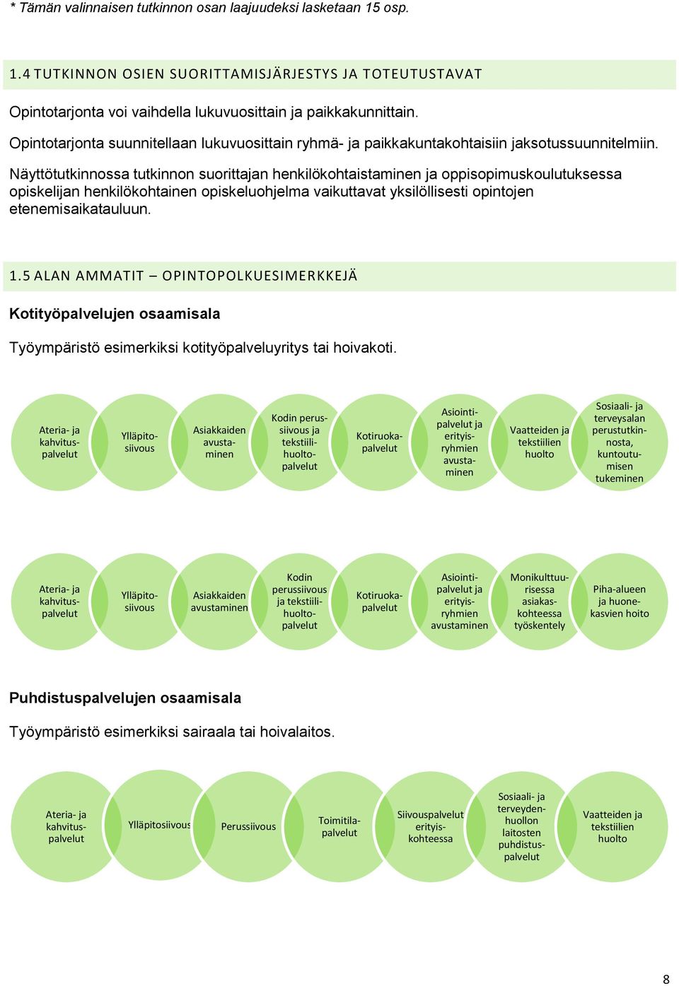 Näyttötutkinnossa tutkinnon suorittajan henkilökohtaistaminen ja oppisopimuskoulutuksessa opiskelijan henkilökohtainen opiskeluohjelma vaikuttavat yksilöllisesti opintojen etenemisaikatauluun. 1.