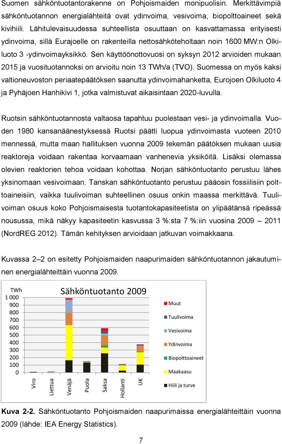 Lähitulevaisuudessa suhteellista osuuttaan on kasvattamassa erityisesti ydinvoima, sillä Eurajoelle on rakenteilla nettosähköteholtaan noin 1600 MW:n Olkiluoto 3 -ydinvoimayksikkö.