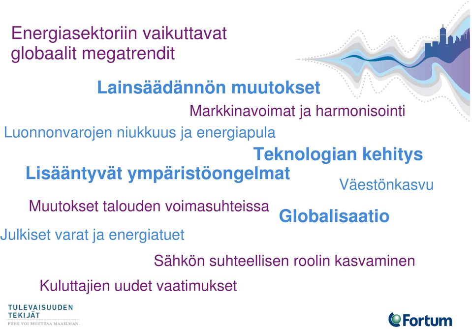 Väestönkasvu Muutokset talouden voimasuhteissa Julkiset varat ja energiatuet Kuluttajien