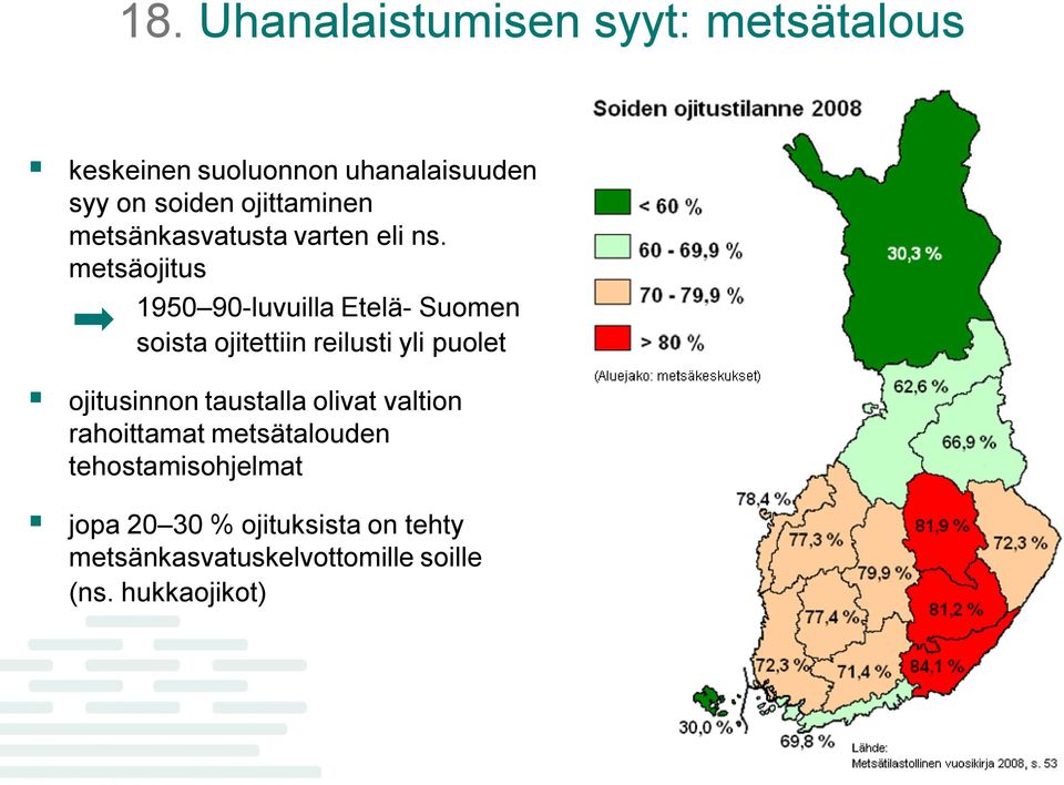 metsäojitus 1950 90-luvuilla Etelä- Suomen soista ojitettiin reilusti yli puolet ojitusinnon