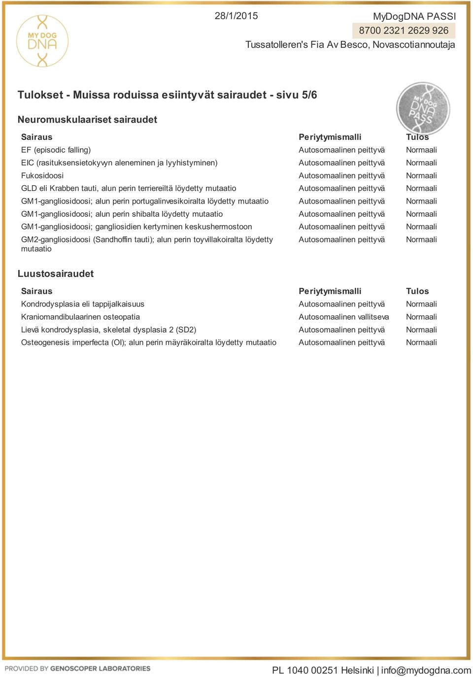 GM1-gangliosidoosi; gangliosidien kertyminen keskushermostoon GM2-gangliosidoosi (Sandhoffin tauti); alun perin toyvillakoiralta löydetty Luustosairaudet Kondrodysplasia eli