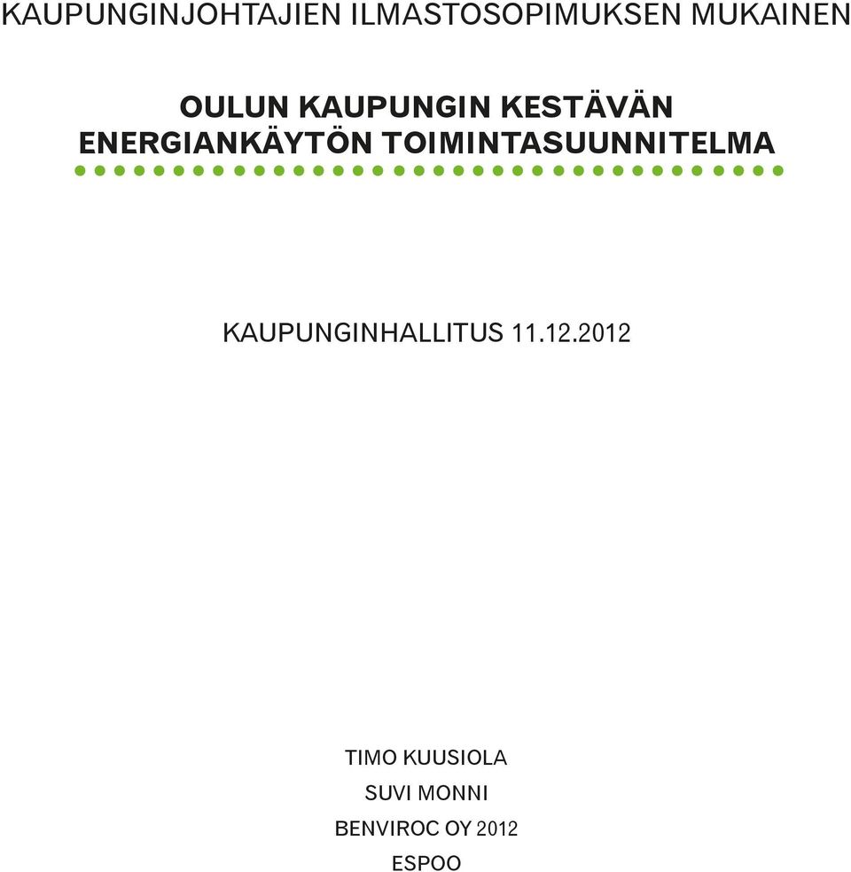 TOIMINTASUUNNITELMA Kaupunginhallitus 11.12.