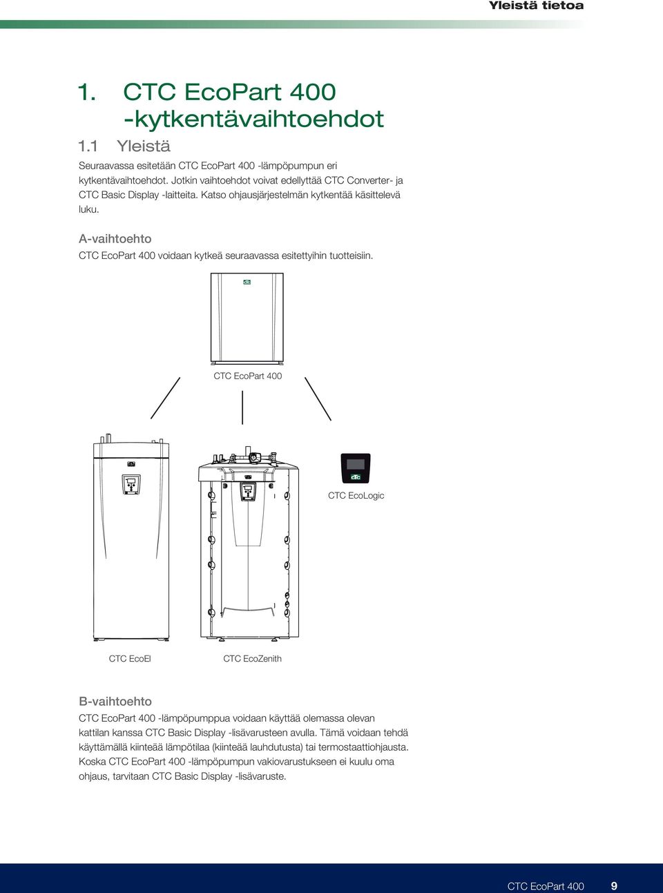 A-vaihtoehto voidaan kytkeä seuraavassa esitettyihin tuotteisiin.