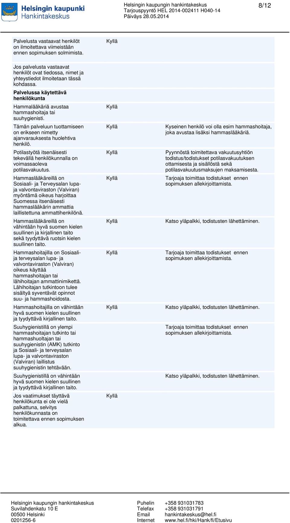 Potilastyötä itsenäisesti tekevällä henkilökunnalla on voimassaoleva potilasvakuutus.