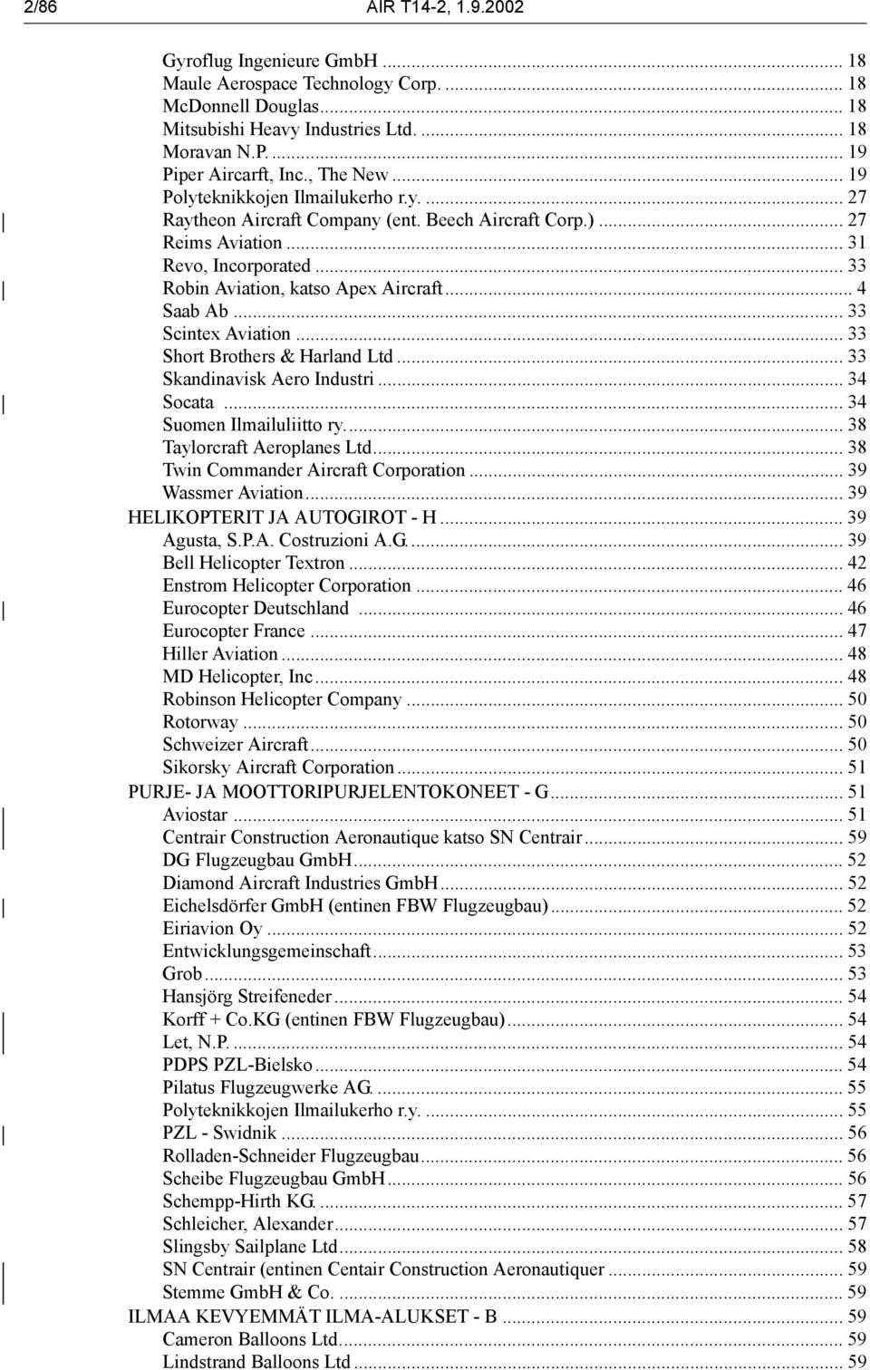 .. 4 Saab Ab... 33 Scintex Aviation... 33 Short Brothers & Harland Ltd... 33 Skandinavisk Aero Industri... 34 Socata... 34 Suomen Ilmailuliitto ry... 38 Taylorcraft Aeroplanes Ltd.