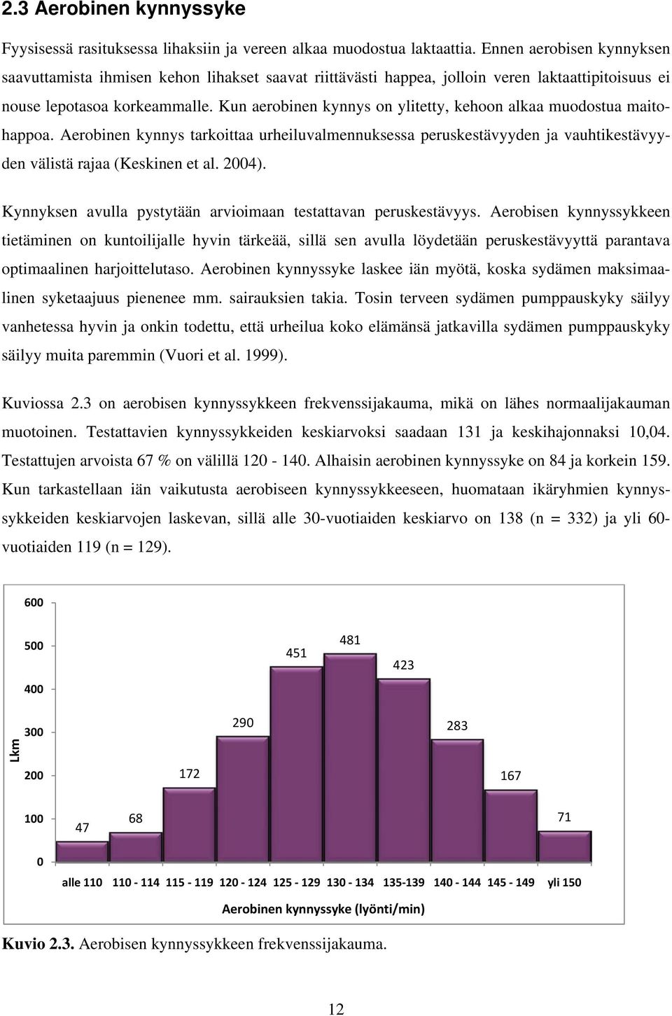 Kun aerobinen kynnys on ylitetty, kehoon alkaa muodostua maitohappoa. Aerobinen kynnys tarkoittaa urheiluvalmennuksessa peruskestävyyden ja vauhtikestävyyden välistä rajaa (Keskinen et al. 2004).