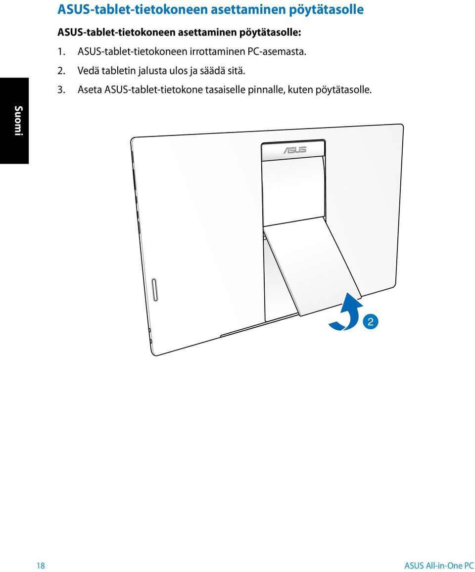 ASUS-tablet-tietokoneen irrottaminen PC-asemasta. 2.