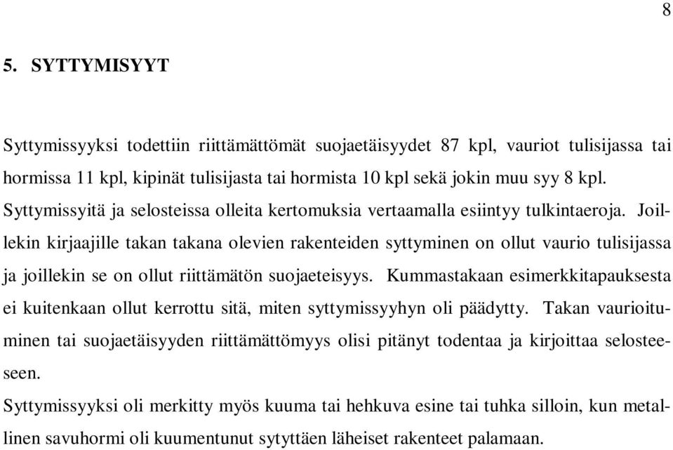 Joillekin kirjaajille takan takana olevien rakenteiden syttyminen on ollut vaurio tulisijassa ja joillekin se on ollut riittämätön suojaeteisyys.