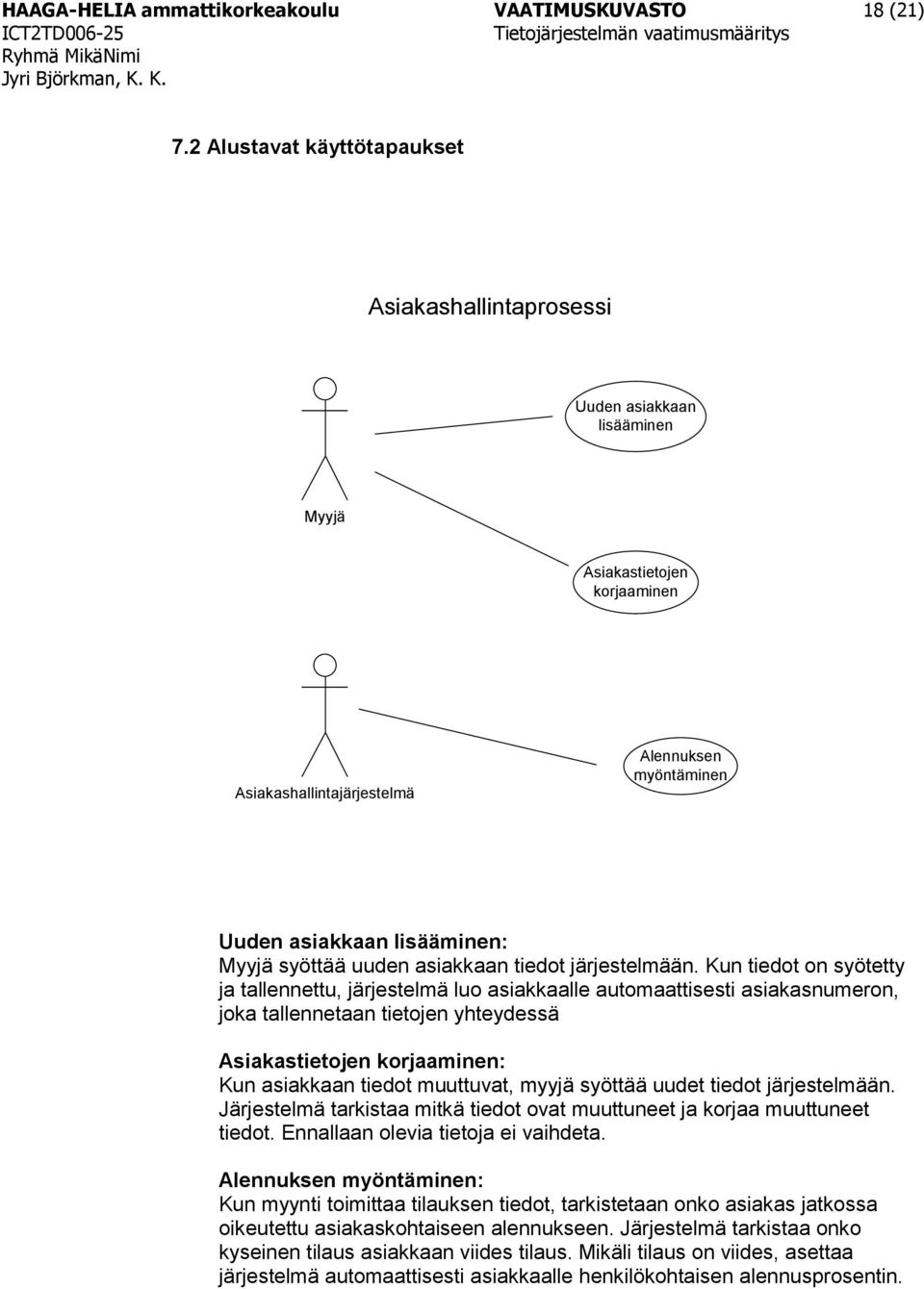 syöttää uuden asiakkaan tiedot järjestelmään.