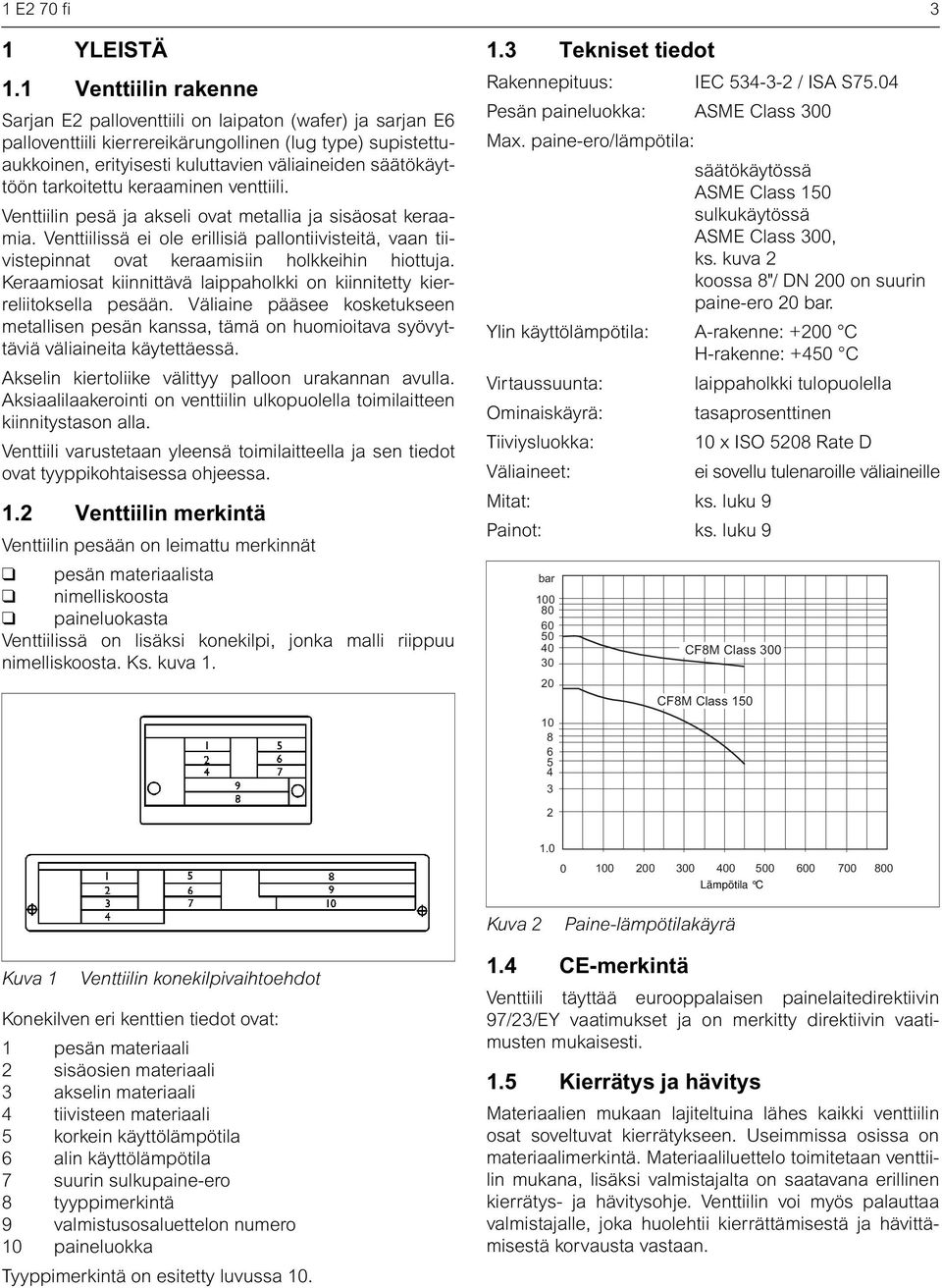 tarkoitettu keraaminen venttiili. Venttiilin pesä ja akseli ovat metallia ja sisäosat keraamia.