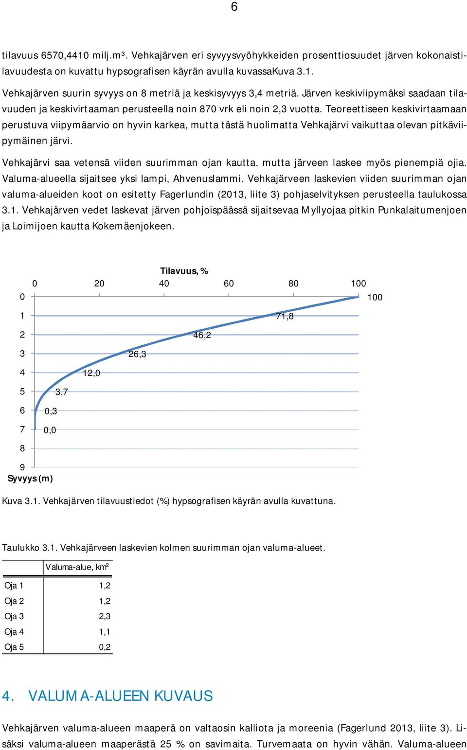 Teoreettiseen keskivirtaamaan perustuva viipymäarvio on hyvin karkea, mutta tästä huolimatta Vehkajärvi vaikuttaa olevan pitkäviipymäinen järvi.