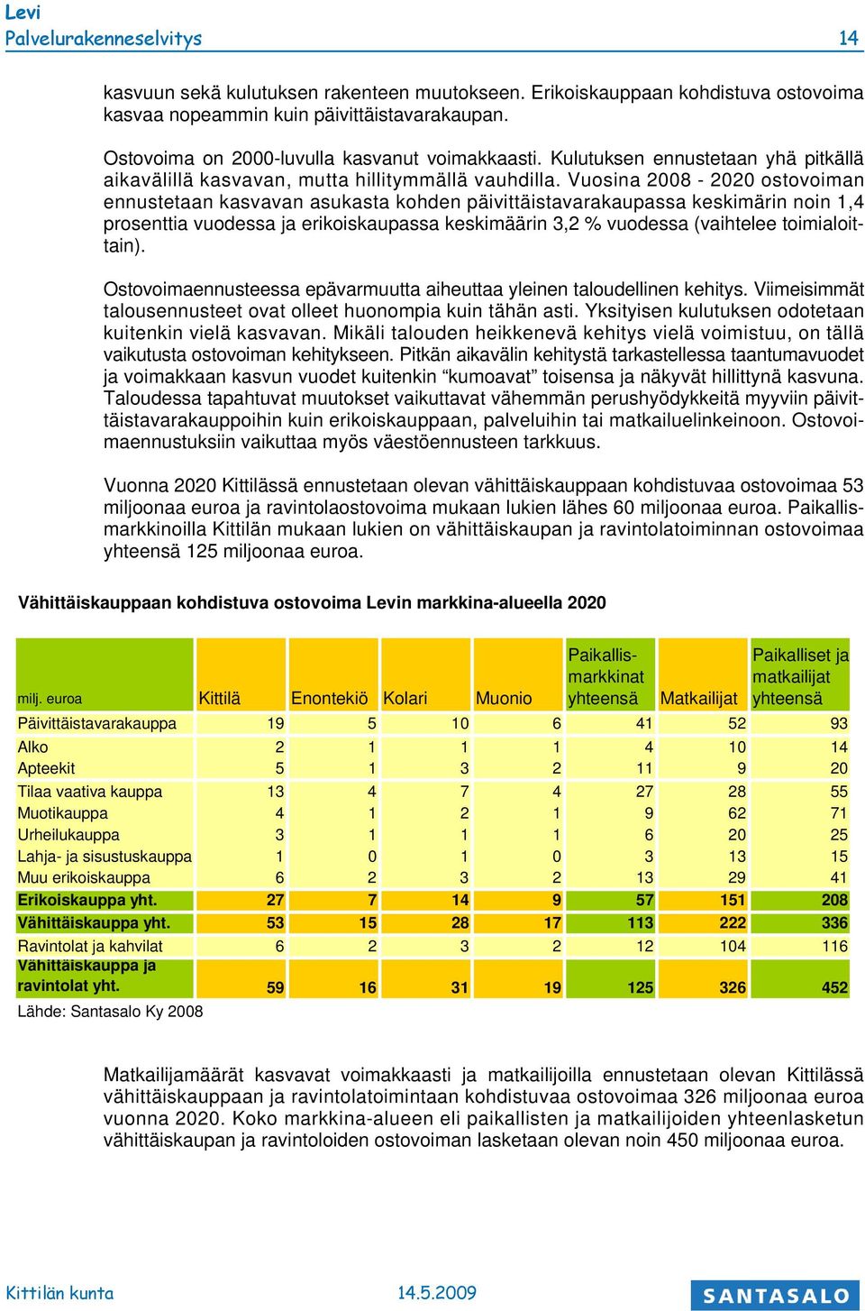 Vuosina 2008-2020 ostovoiman ennustetaan kasvavan asukasta kohden päivittäistavarakaupassa keskimärin noin 1,4 prosenttia vuodessa ja erikoiskaupassa keskimäärin 3,2 % vuodessa (vaihtelee