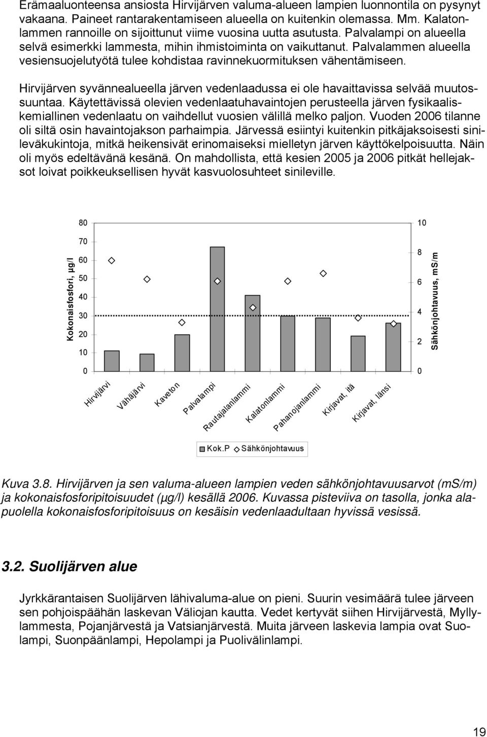 Palvalammen alueella vesiensuojelutyötä tulee kohdistaa ravinnekuormituksen vähentämiseen. Hirvijärven syvännealueella järven vedenlaadussa ei ole havaittavissa selvää muutossuuntaa.