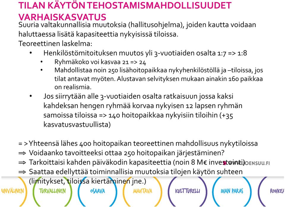 antavat myöten. Alustavan selvityksen mukaan ainakin 160 paikkaa on realismia.