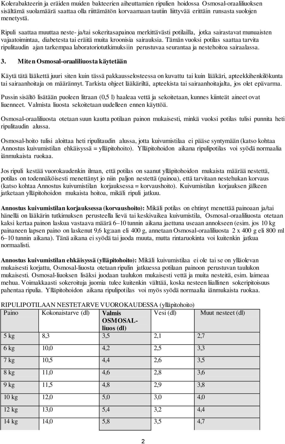 Tämän vuoksi potilas saattaa tarvita ripulitaudin ajan tarkempaa laboratoriotutkimuksiin perustuvaa seurantaa ja nestehoitoa sairaalassa. 3.
