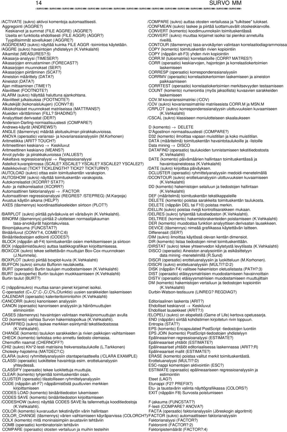 ) CONVERT (komento) koodimuunnoksiin toimituskentässä Useita eri funktioita ehdollisesti (FILE AGGR) (AGGR?