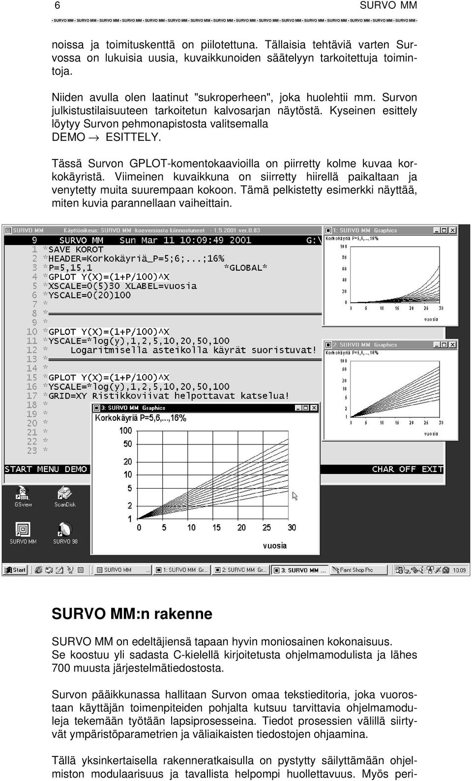 Kyseinen esittely löytyy Survon pehmonapistosta valitsemalla DEMO ESITTELY. Tässä Survon GPLOT-komentokaavioilla on piirretty kolme kuvaa korkokäyristä.