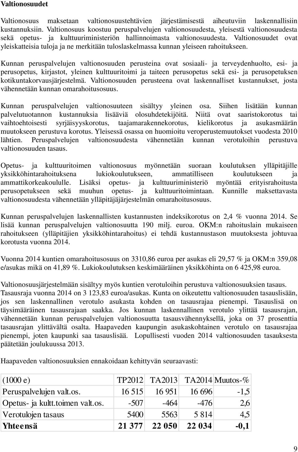 Valtionosuudet ovat yleiskatteisia tuloja ja ne merkitään tuloslaskelmassa kunnan yleiseen rahoitukseen.