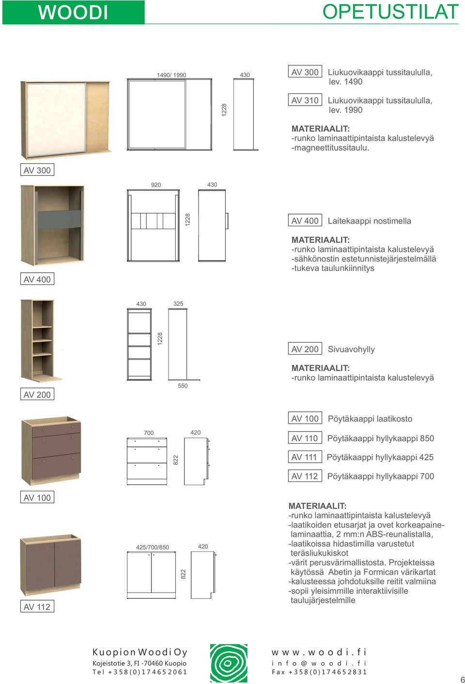 200 550 -runko laminaattipintaista kalustelevyä AV 100 Pöytäkaappi laatikosto 700 420 822 AV 110 Pöytäkaappi hyllykaappi 850 AV 111 Pöytäkaappi hyllykaappi 425 AV 112 Pöytäkaappi hyllykaappi 700 AV