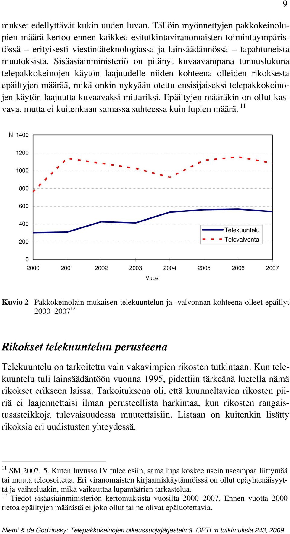 Sisäasiainministeriö on pitänyt kuvaavampana tunnuslukuna telepakkokeinojen käytön laajuudelle niiden kohteena olleiden rikoksesta epäiltyjen määrää, mikä onkin nykyään otettu ensisijaiseksi