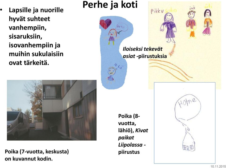 Perhe ja koti Iloiseksi tekevät asiat -piirustuksia Poika