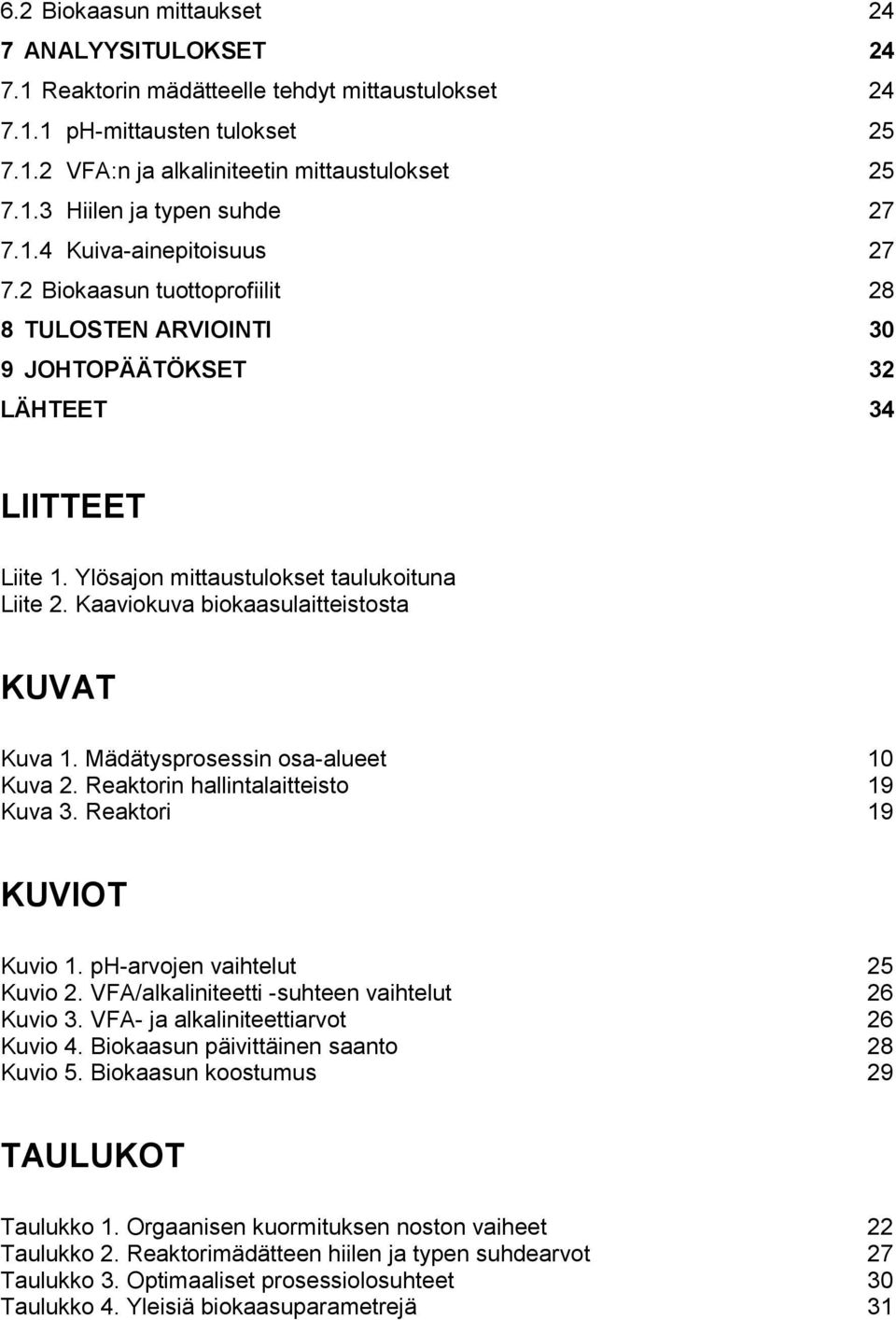 Kaaviokuva biokaasulaitteistosta KUVAT Kuva 1. Mädätysprosessin osa-alueet 10 Kuva 2. Reaktorin hallintalaitteisto 19 Kuva 3. Reaktori 19 KUVIOT Kuvio 1. ph-arvojen vaihtelut 25 Kuvio 2.