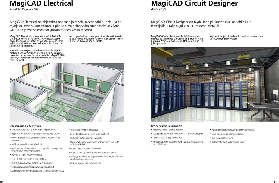 MagiCAD Circuit Designer on täydellinen piirikaaviosovellus sähkösuunnittelijoille, urakoitsijoille sekä keskusvalmistajille. MagiCAD Electrical on saatavilla sekä AutoCA- Dille että Revitille.