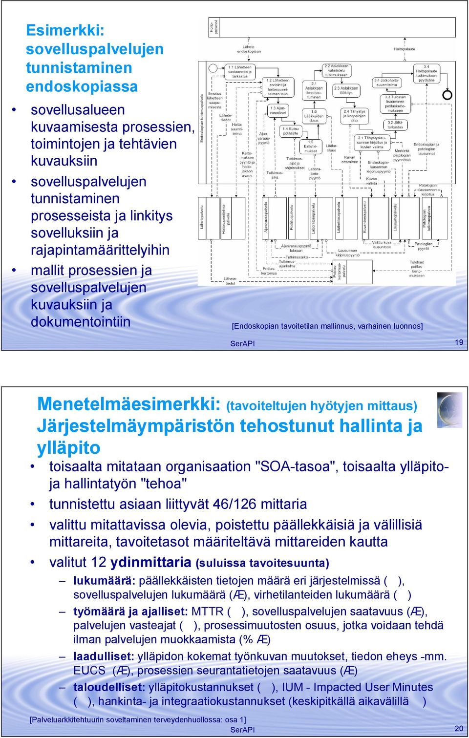 (tavoiteltujen hyötyjen mittaus) Järjestelmäympäristön tehostunut hallinta ja ylläpito toisaalta mitataan organisaation "SOA tasoa", toisaalta ylläpitoja hallintatyön "tehoa" tunnistettu asiaan