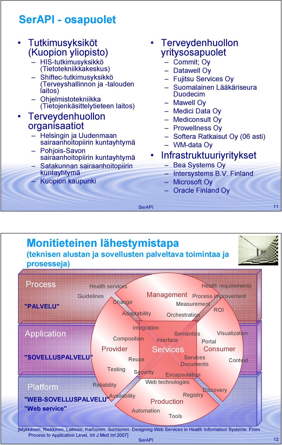 kuntayhtymä Kuopion kaupunki Terveydenhuollon yritysosapuolet Commit; Oy Datawell Oy Fujitsu Services Oy Suomalainen Lääkäriseura Duodecim Mawell Oy Medici Data Oy Mediconsult Oy Prowellness Oy