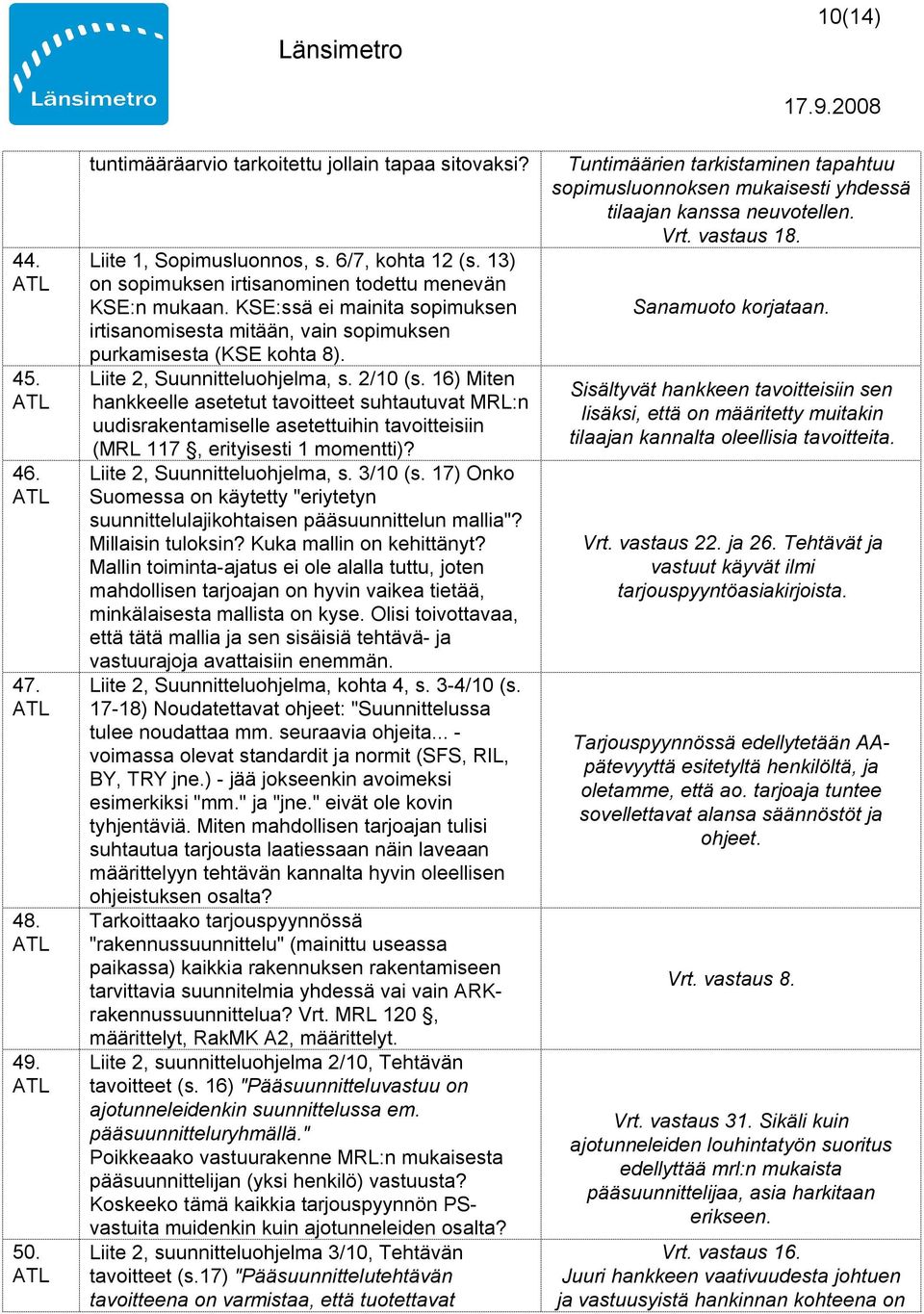 16) Miten hankkeelle asetetut tavoitteet suhtautuvat MRL:n uudisrakentamiselle asetettuihin tavoitteisiin (MRL 117, erityisesti 1 momentti)? Liite 2, Suunnitteluohjelma, s. 3/10 (s.