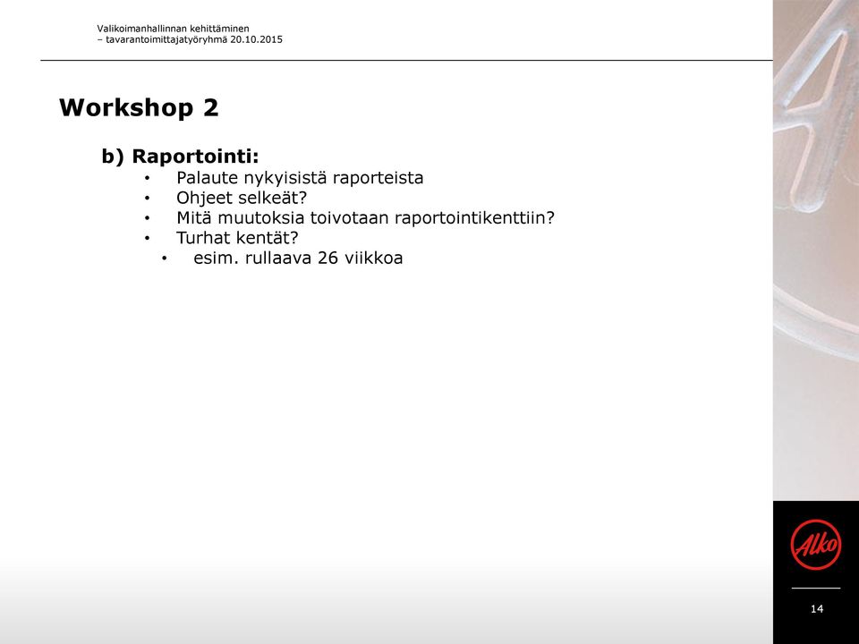nykyisistä raporteista Ohjeet selkeät?