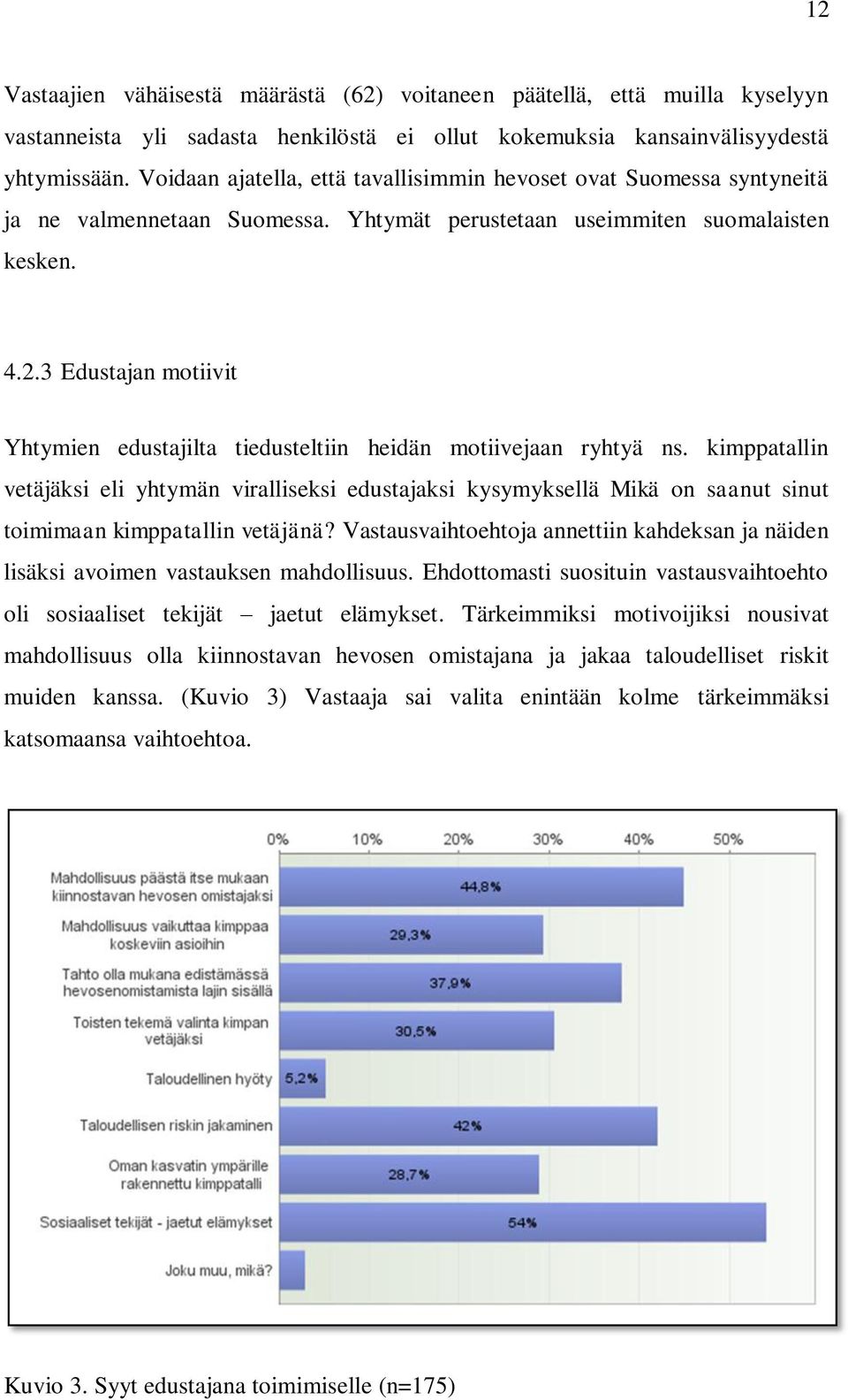 3 Edustajan motiivit Yhtymien edustajilta tiedusteltiin heidän motiivejaan ryhtyä ns.