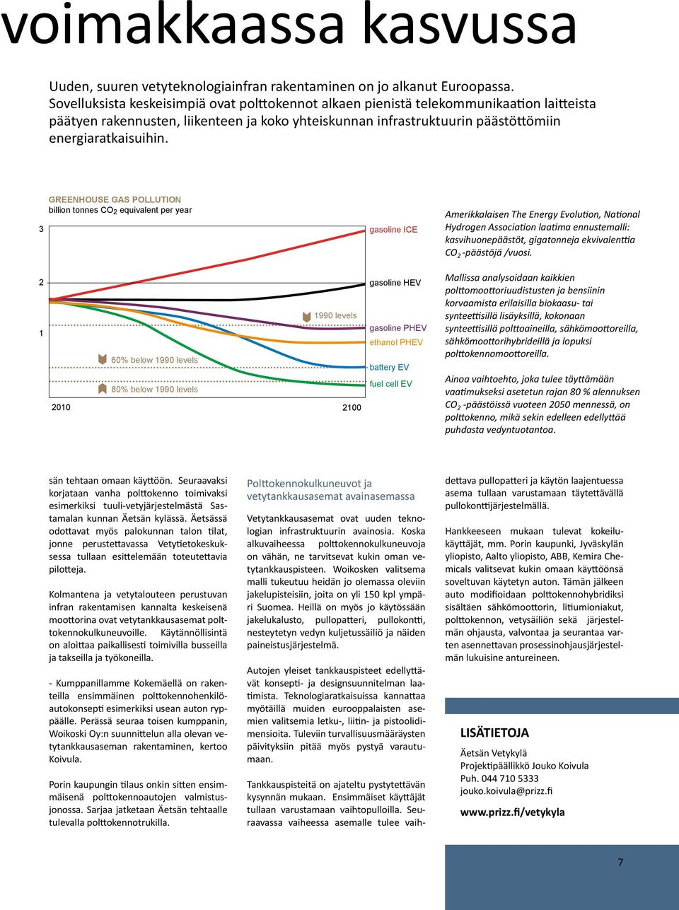 3 GREENHOUSE GAS POLLUTION billion tonnes CO 2 equivalent per year gasoline ICE Amerikkalaisen The Energy Evolution, National Hydrogen Association laatima ennustemalli: kasvihuonepäästöt, gigatonneja