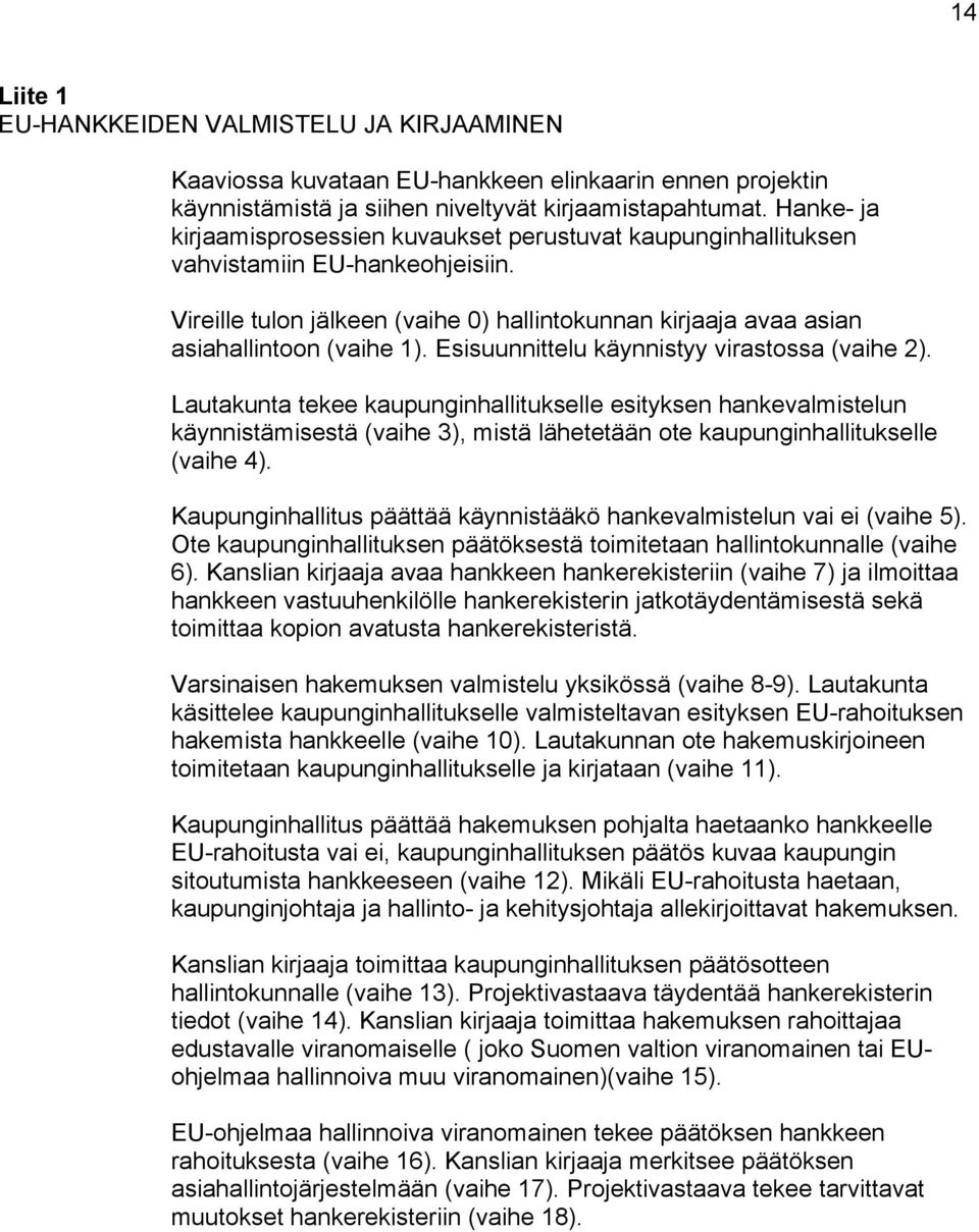 Esisuunnittelu käynnistyy virastossa (vaihe 2). Lautakunta tekee kaupunginhallitukselle esityksen hankevalmistelun käynnistämisestä (vaihe 3), mistä lähetetään ote kaupunginhallitukselle (vaihe 4).