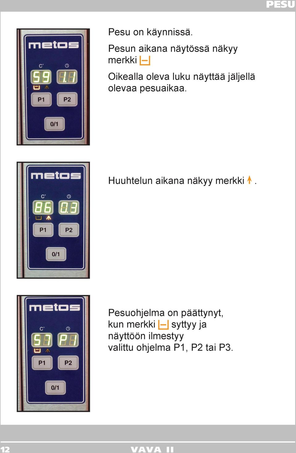 jäljellä olevaa pesuaikaa. Huuhtelun aikana näkyy merkki.