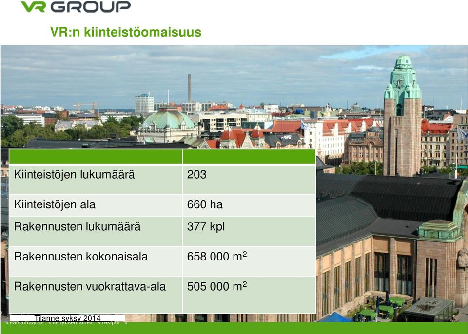 Rakennusten kokonaisala 658 000 m 2 Rakennusten