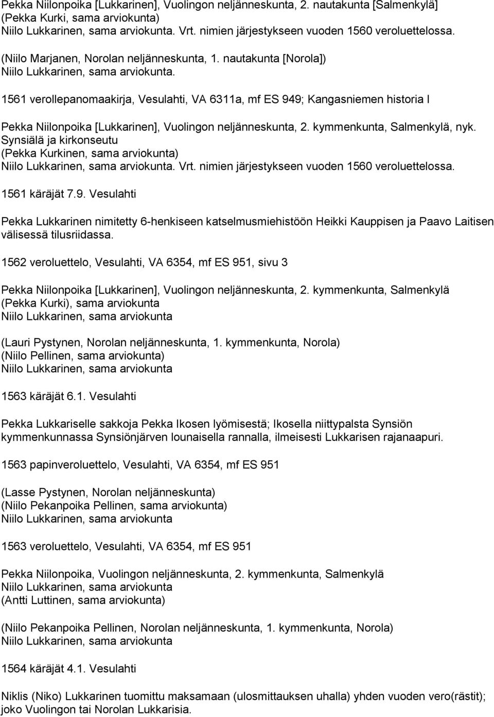 Synsiälä ja kirkonseutu. Vrt. nimien järjestykseen vuoden 1560 veroluettelossa. 1561 käräjät 7.9.