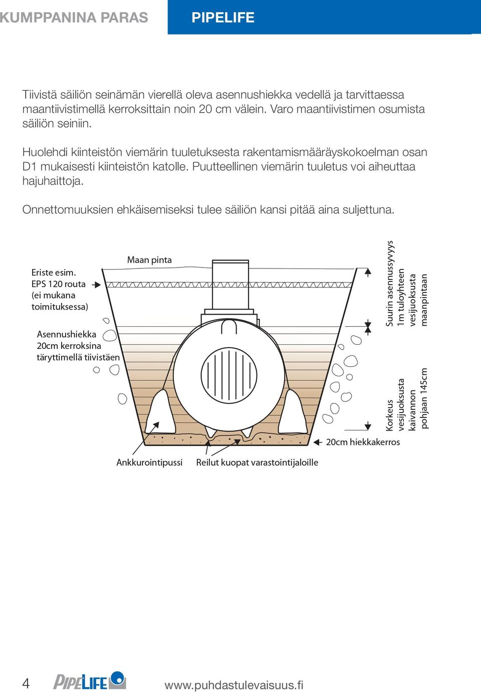 Huolehdi kiinteistön viemärin tuuletuksesta rakentamismääräyskokoelman osan D1 mukaisesti kiinteistön katolle.