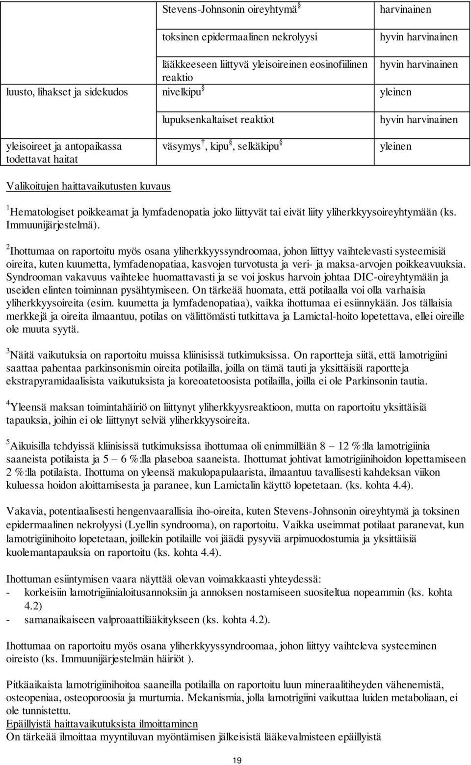poikkeamat ja lymfadenopatia joko liittyvät tai eivät liity yliherkkyysoireyhtymään (ks. Immuunijärjestelmä).