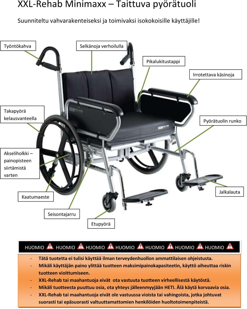 Etupyörä HUOMIO HUOMIO HUOMIO HUOMIO HUOMIO HUOMIO HUOMIO - Tätä tuotetta ei tulisi käyttää ilman terveydenhuollon ammattilaisen ohjeistusta.