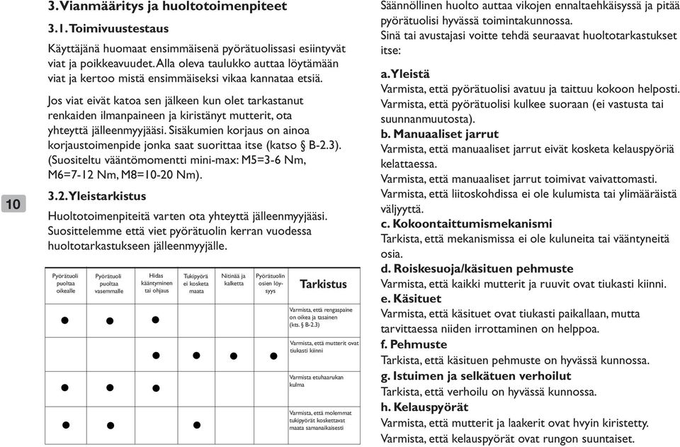 Jos viat eivät katoa sen jälkeen kun olet tarkastanut renkaiden ilmanpaineen ja kiristänyt mutterit, ota yhteyttä jälleenmyyjääsi.