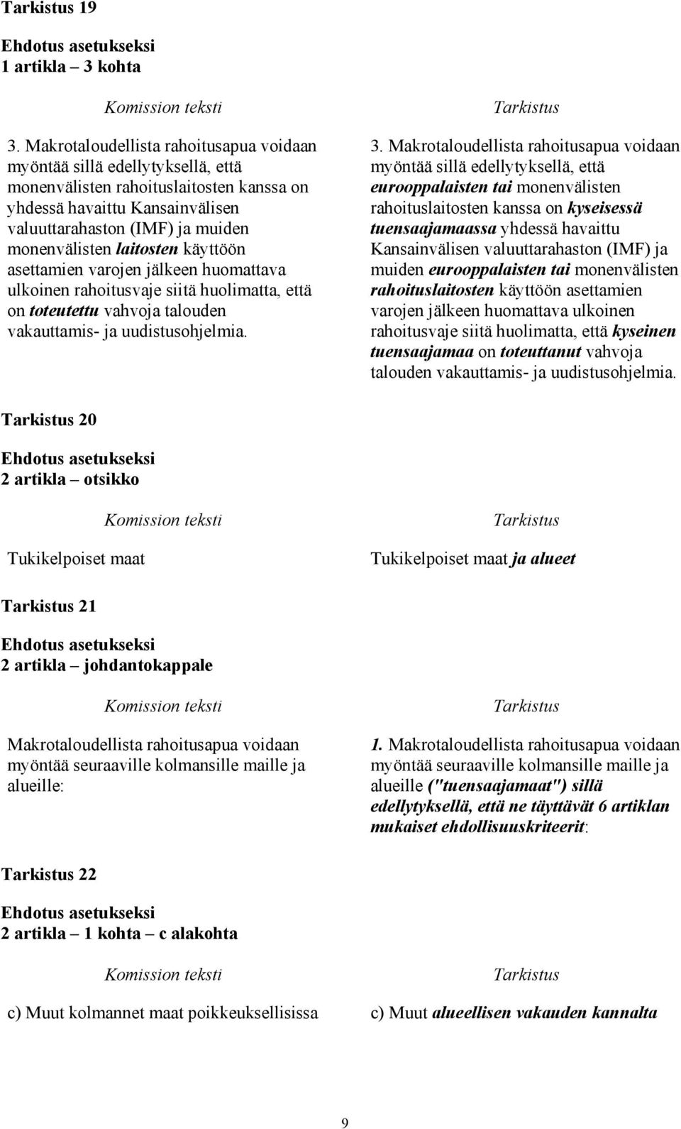 laitosten käyttöön asettamien varojen jälkeen huomattava ulkoinen rahoitusvaje siitä huolimatta, että on toteutettu vahvoja talouden vakauttamis- ja uudistusohjelmia. 3.