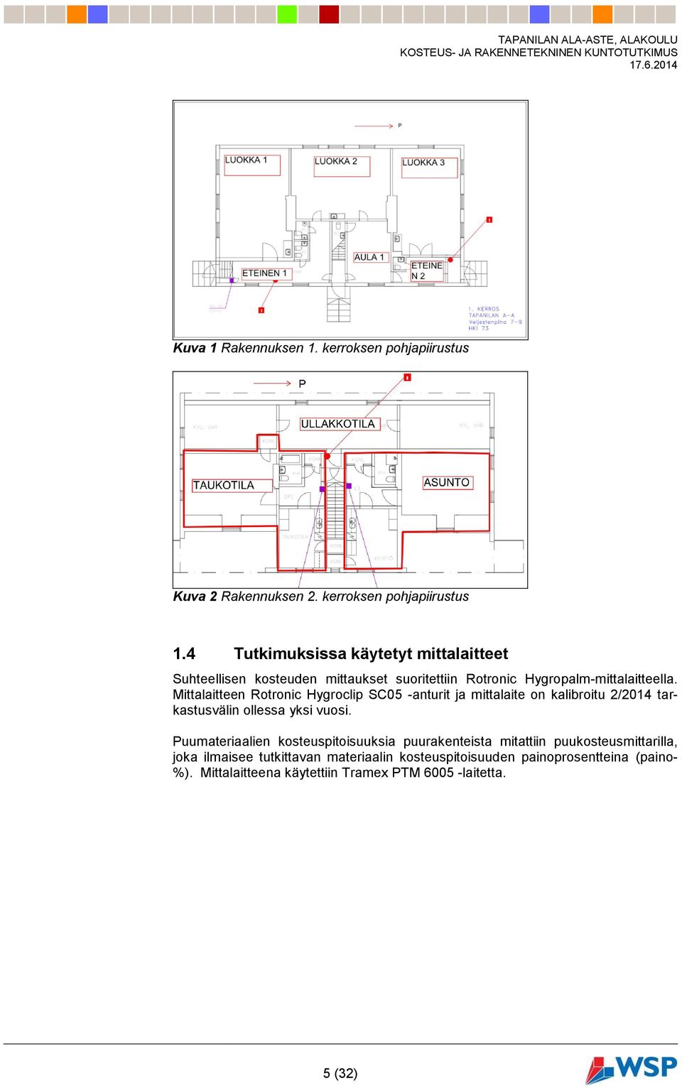 Mittalaitteen Rotronic Hygroclip SC05 -anturit ja mittalaite on kalibroitu 2/2014 tarkastusvälin ollessa yksi vuosi.