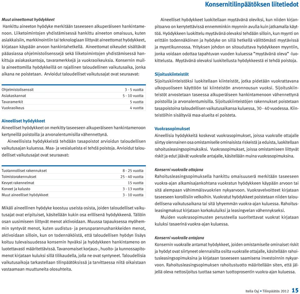 Aineettomat oikeudet sisältävät pääasiassa ohjelmistolisenssejä sekä liiketoimintojen yhdistämisessä hankittuja asiakaskantoja, tavaramerkkejä ja vuokraoikeuksia.