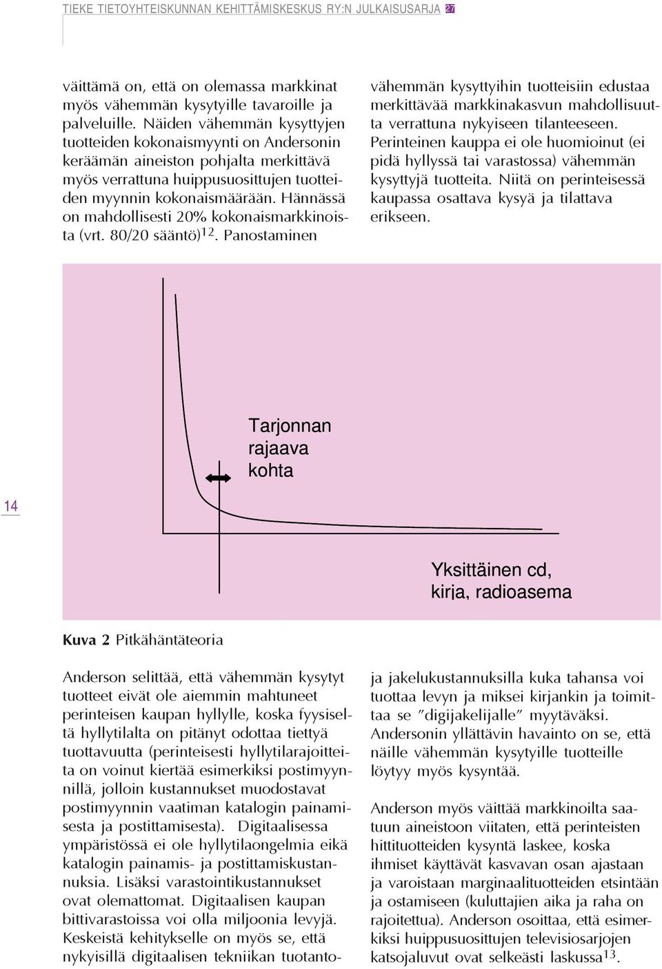 Hännässä on mahdollisesti 20% kokonaismarkkinoista (vrt. 80/20 sääntö) 12.