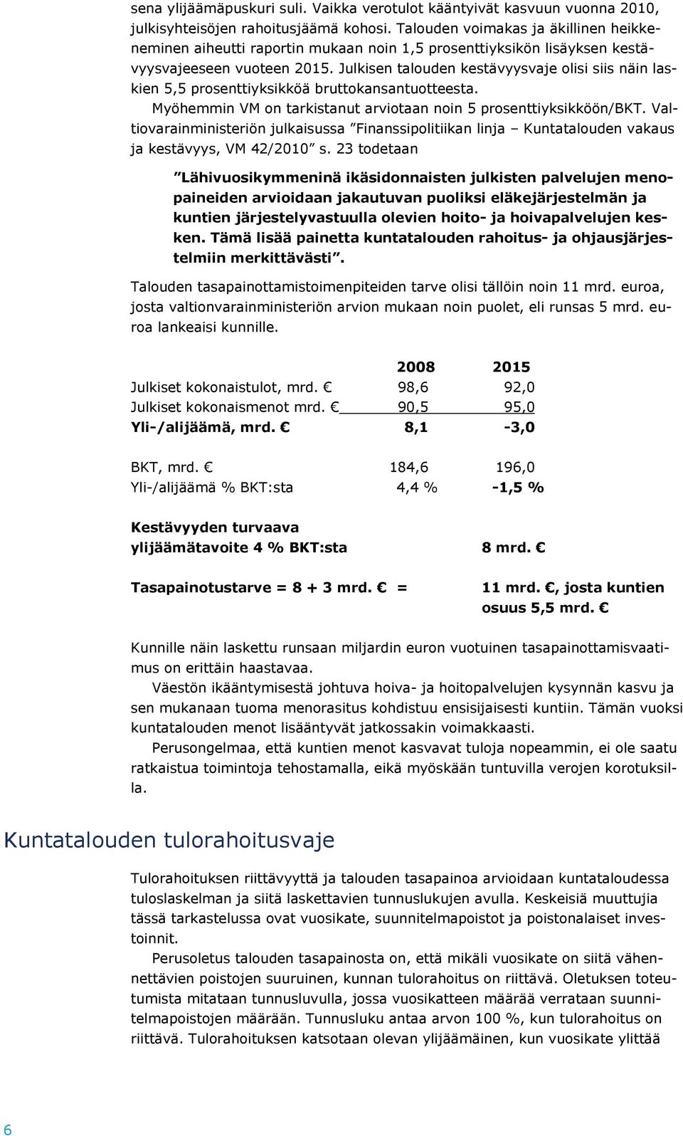 Julkisen talouden kestävyysvaje olisi siis näin laskien 5,5 prosenttiyksikköä bruttokansantuotteesta. Myöhemmin VM on tarkistanut arviotaan noin 5 prosenttiyksikköön/bkt.