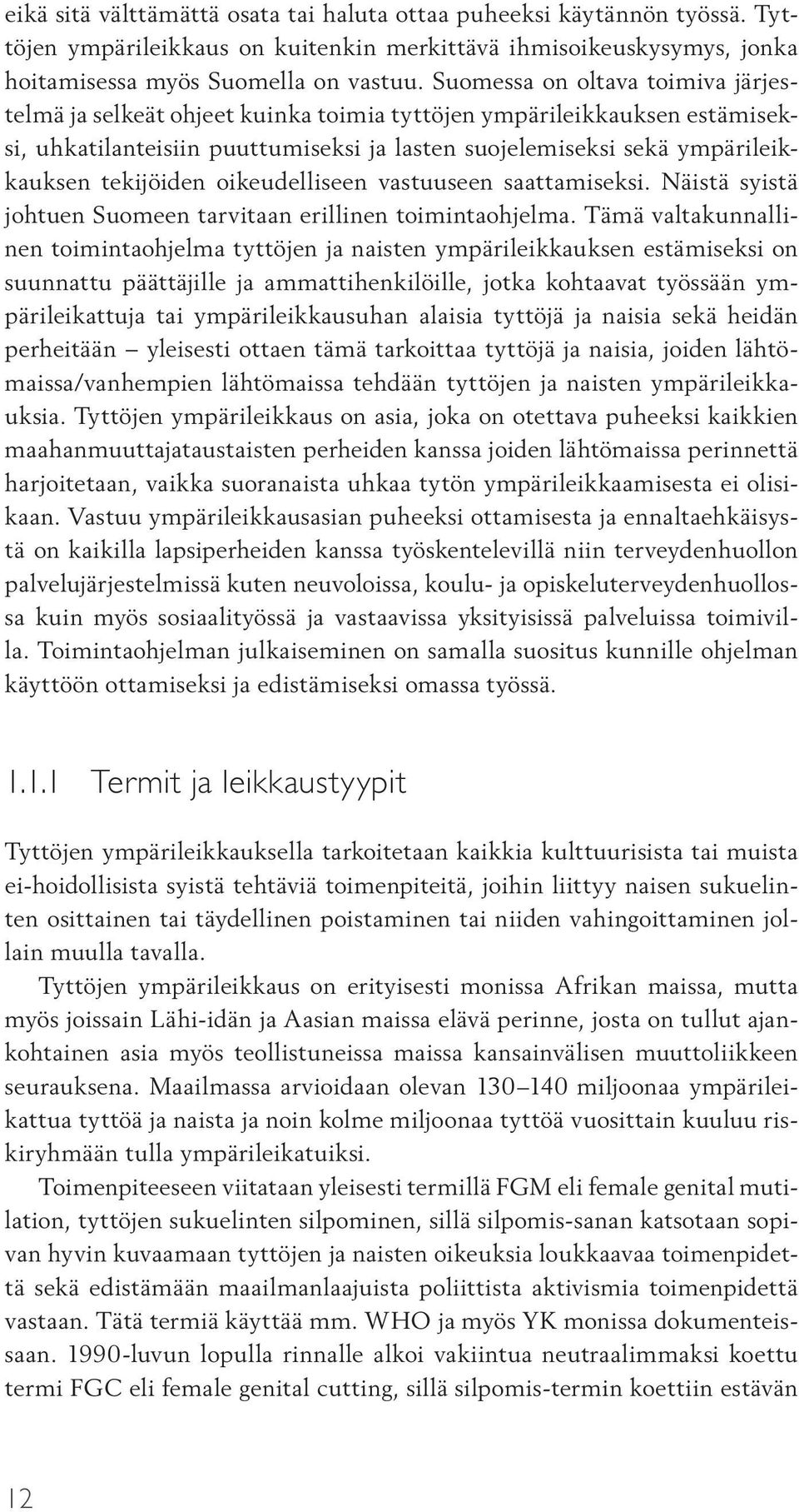 tekijöiden oikeudelliseen vastuuseen saattamiseksi. Näistä syistä johtuen Suomeen tarvitaan erillinen toimintaohjelma.