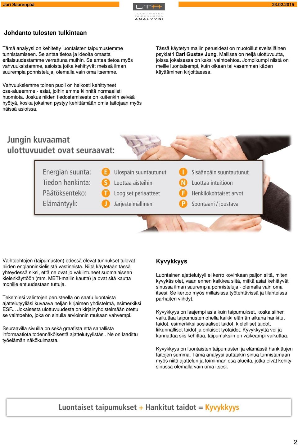 Tässä käytetyn mallin perusideat on muotoillut sveitsiläinen psykiatri Carl Gustav Jung. Mallissa on neljä ulottuvuutta, joissa jokaisessa on kaksi vaihtoehtoa.