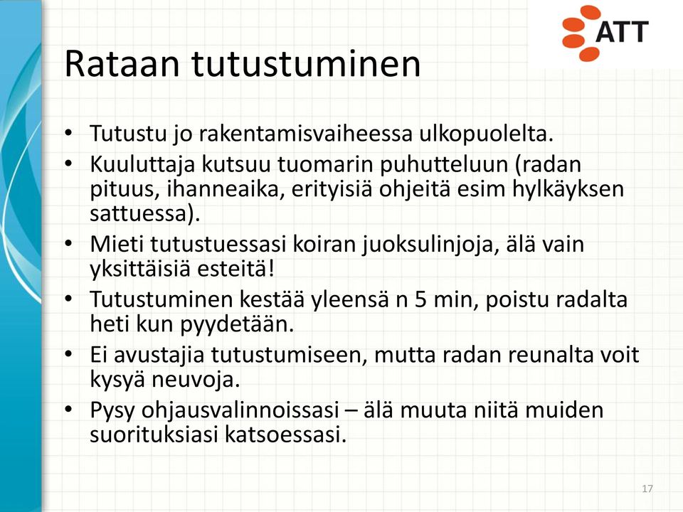 Mieti tutustuessasi koiran juoksulinjoja, älä vain yksittäisiä esteitä!