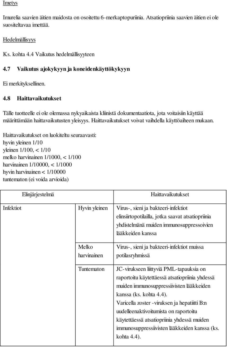 8 Haittavaikutukset Tälle tuotteelle ei ole olemassa nykyaikaista kliinistä dokumentaatiota, jota voitaisiin käyttää määrittämään haittavaikutusten yleisyys.